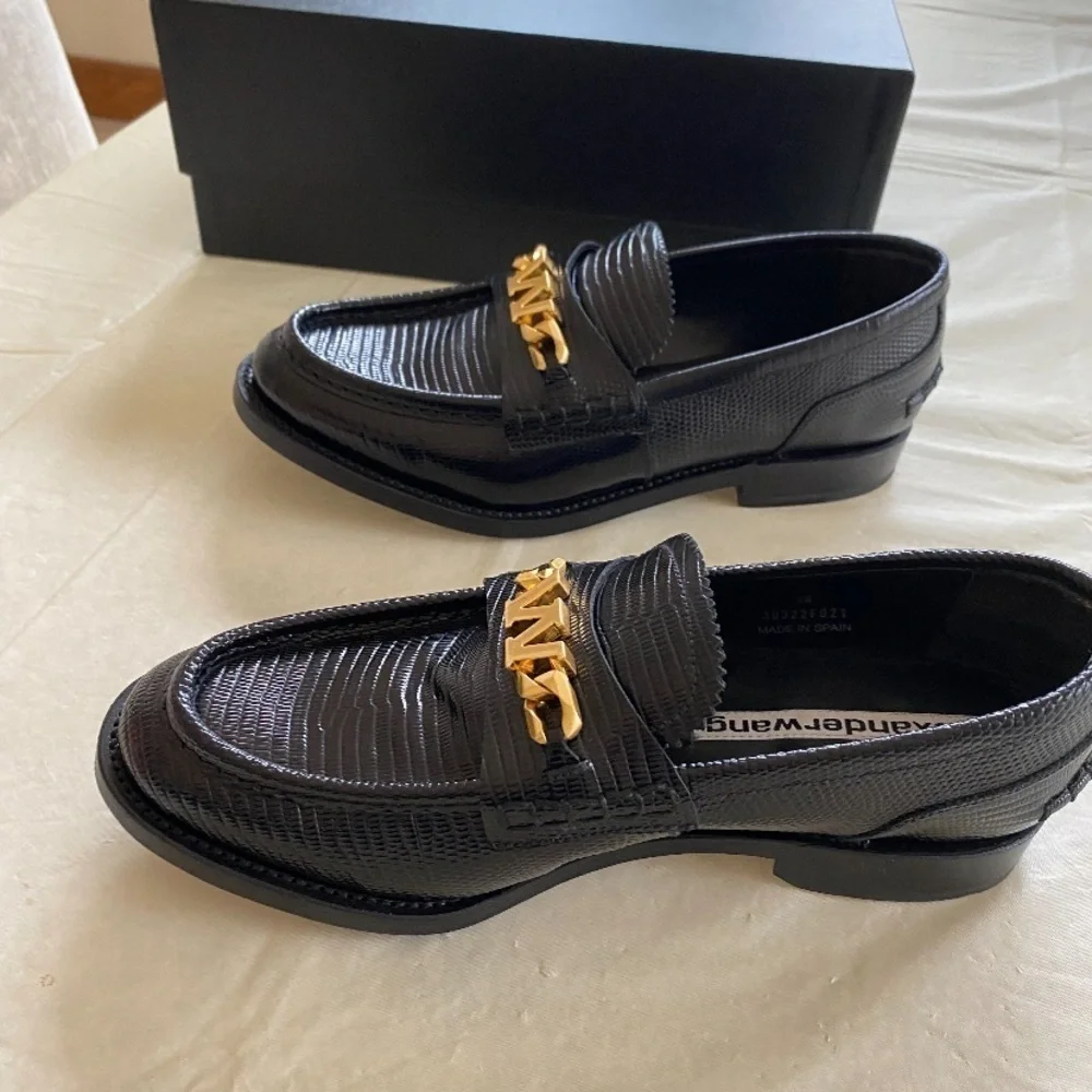 Alexander Wang Women's Carter Black Embossed Loafers Size 38 (MSRP $595) NIB